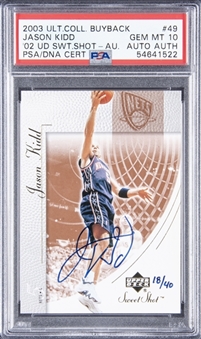2003-04 Upper Deck Ultimate Collection Buyback "2002-03 UD Sweet Shot" #49 Jason Kidd Signed Card (#18/40) - PSA GEM MT 10